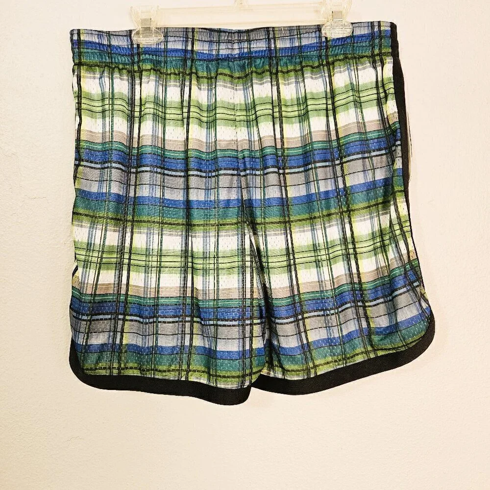 Champion Men's Blue and White Casual Checked Swim Trunks Size 2XL